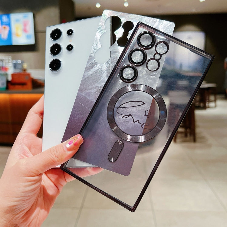 For Samsung Galaxy S25 5G Dual-Love Feather Gradient Glitter MagSafe TPU Phone Case(Blue) - Galaxy S25 5G Cases by PMC Jewellery | Online Shopping South Africa | PMC Jewellery | Buy Now Pay Later Mobicred