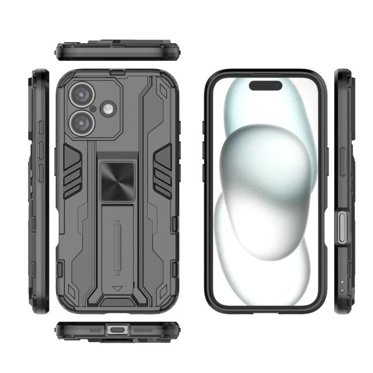 For iPhone 16 Supersonic PC + TPU Holder Phone Case(Black) - iPhone 16 Cases by PMC TechLife | Online Shopping South Africa | PMC TechLife | Buy Now Pay Later Mobicred