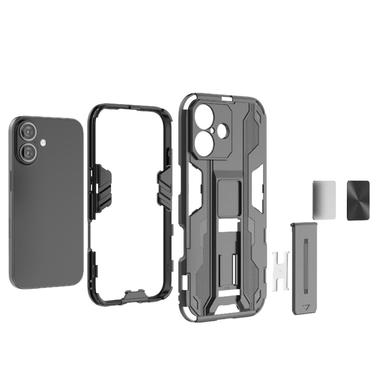 For iPhone 16 Supersonic PC + TPU Holder Phone Case(Black) - iPhone 16 Cases by PMC TechLife | Online Shopping South Africa | PMC TechLife | Buy Now Pay Later Mobicred