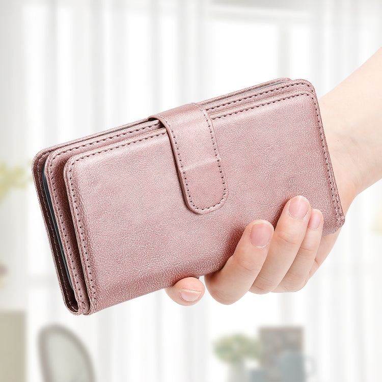 For Samsung Galaxy S25 Ultra 5G Multi-Function Wallet 10 Card Slots Leather Phone Case(Rose Gold) - Galaxy S25 Ultra 5G Cases by PMC Jewellery | Online Shopping South Africa | PMC Jewellery | Buy Now Pay Later Mobicred