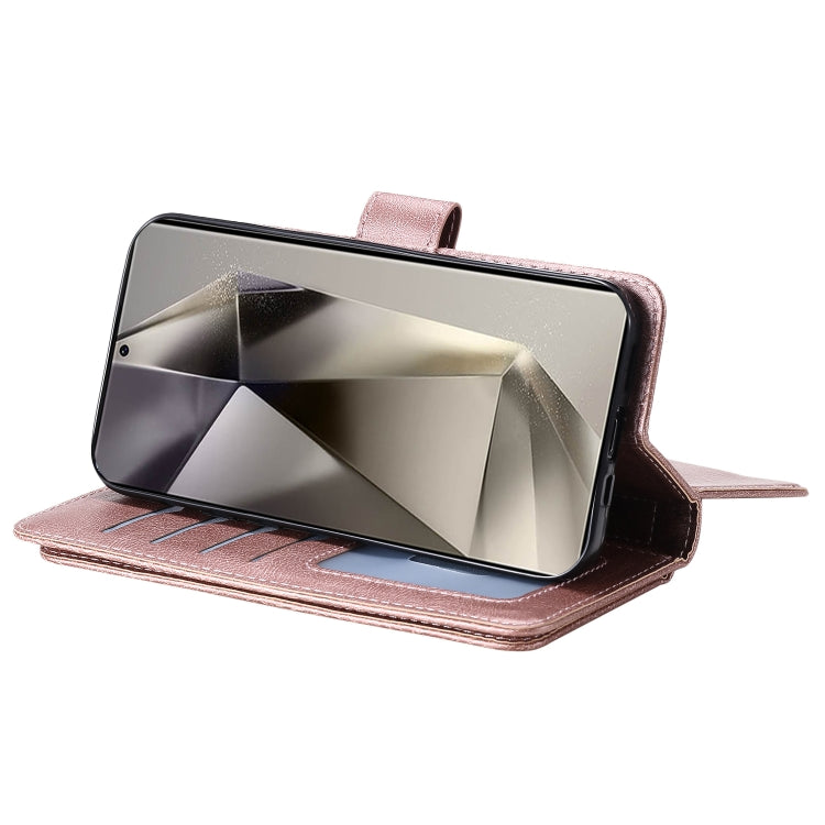 For Samsung Galaxy S25 Ultra 5G Multi-Function Wallet 10 Card Slots Leather Phone Case(Rose Gold) - Galaxy S25 Ultra 5G Cases by PMC Jewellery | Online Shopping South Africa | PMC Jewellery | Buy Now Pay Later Mobicred