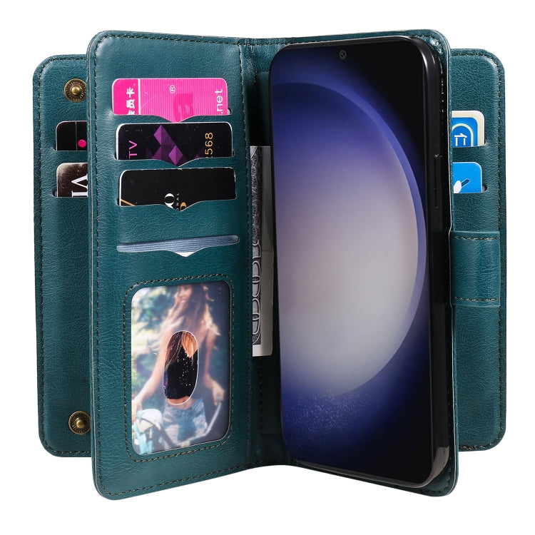 For Samsung Galaxy S25+ / S24+ 5G Multi-Function Wallet 10 Card Slots Leather Phone Case(Dark Green) - Galaxy S25+ 5G Cases by PMC Jewellery | Online Shopping South Africa | PMC Jewellery | Buy Now Pay Later Mobicred