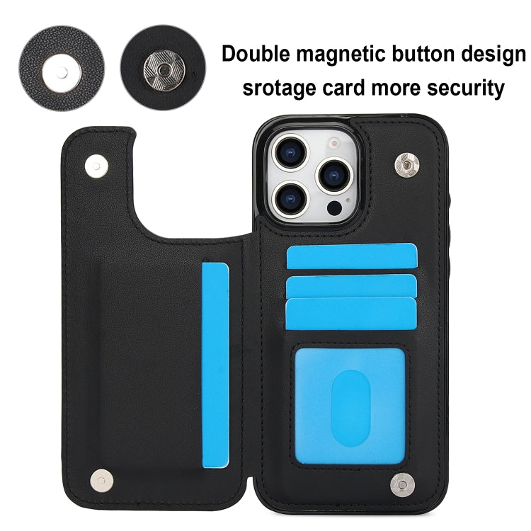 For iPhone 16 Pro Double Buckle Rhombic PU Leather Phone Case(Black) - iPhone 16 Pro Cases by PMC TechLife | Online Shopping South Africa | PMC TechLife | Buy Now Pay Later Mobicred