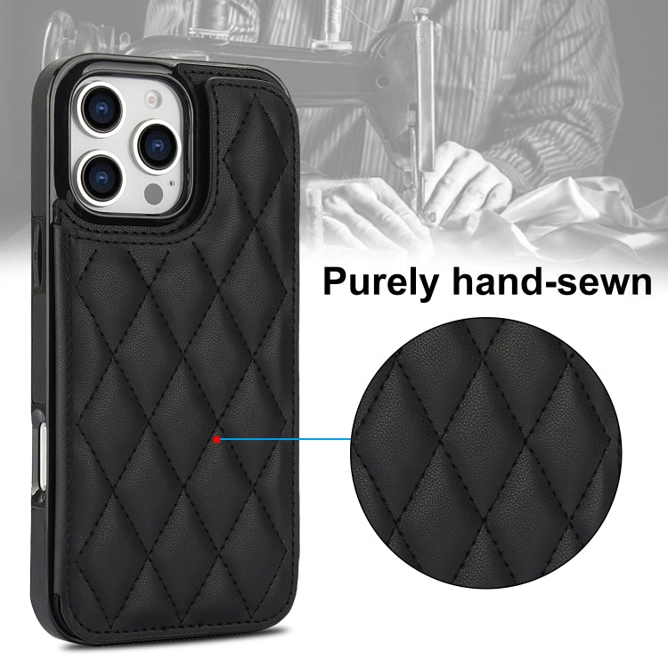 For iPhone 16 Pro Double Buckle Rhombic PU Leather Phone Case(Black) - iPhone 16 Pro Cases by PMC TechLife | Online Shopping South Africa | PMC TechLife | Buy Now Pay Later Mobicred