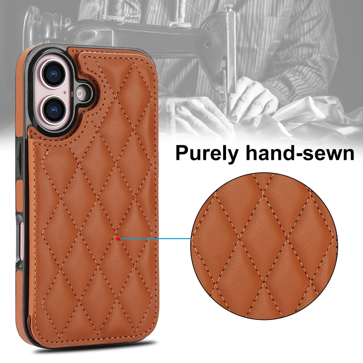 For iPhone 16 Double Buckle Rhombic PU Leather Phone Case(Brown) - free shipping - PMC TechLife - Order now!