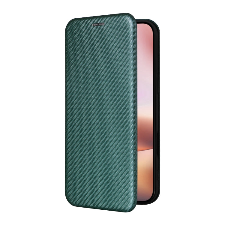 For iPhone 16 Carbon Fiber Texture Flip Leather Phone Case(Green) - iPhone 16 Cases by PMC TechLife | Online Shopping South Africa | PMC TechLife | Buy Now Pay Later Mobicred
