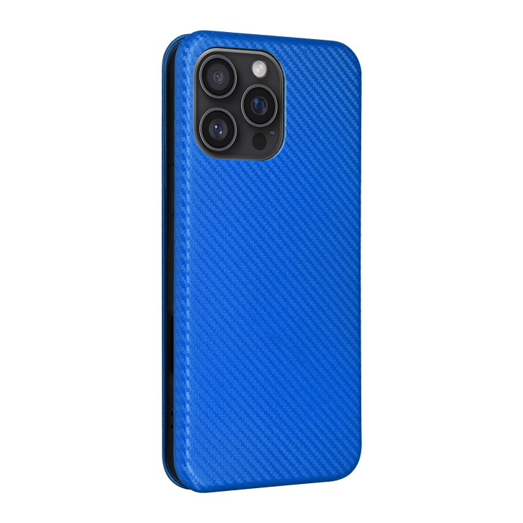 For iPhone 16 Pro Carbon Fiber Texture Flip Leather Phone Case(Blue) - iPhone 16 Pro Cases by PMC TechLife | Online Shopping South Africa | PMC TechLife | Buy Now Pay Later Mobicred