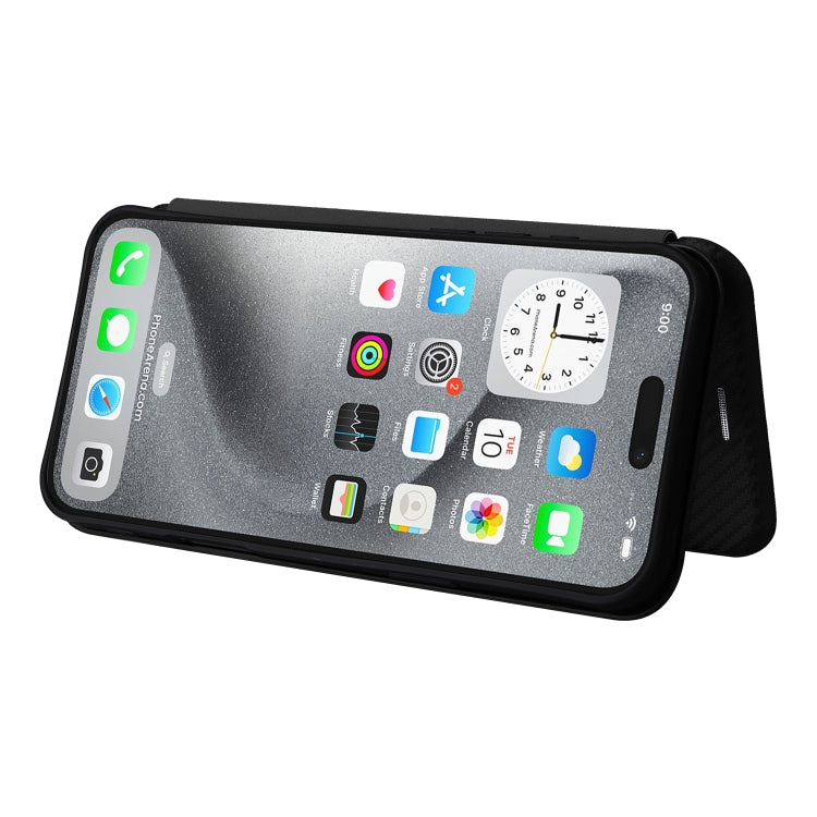 For iPhone 16 Pro Max Carbon Fiber Texture Flip Leather Phone Case(Black) - iPhone 16 Pro Max Cases by PMC TechLife | Online Shopping South Africa | PMC TechLife | Buy Now Pay Later Mobicred
