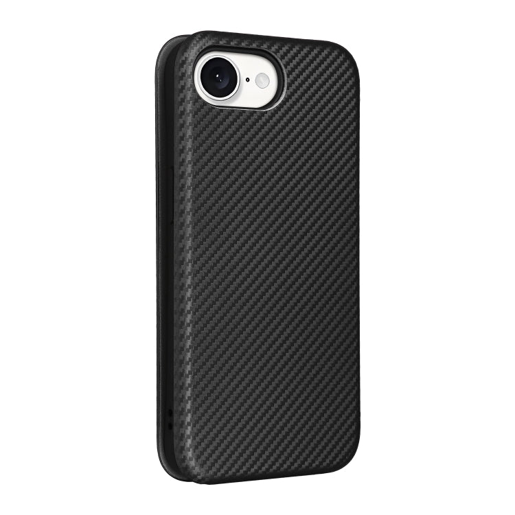 For iPhone 16e Carbon Fiber Texture Flip Leather Phone Case(Black) - iPhone 16e Cases by PMC TechLife | Online Shopping South Africa | PMC TechLife | Buy Now Pay Later Mobicred
