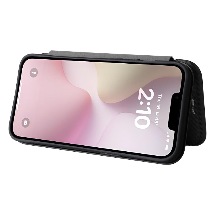 For iPhone 16e Carbon Fiber Texture Flip Leather Phone Case(Black) - iPhone 16e Cases by PMC TechLife | Online Shopping South Africa | PMC TechLife | Buy Now Pay Later Mobicred