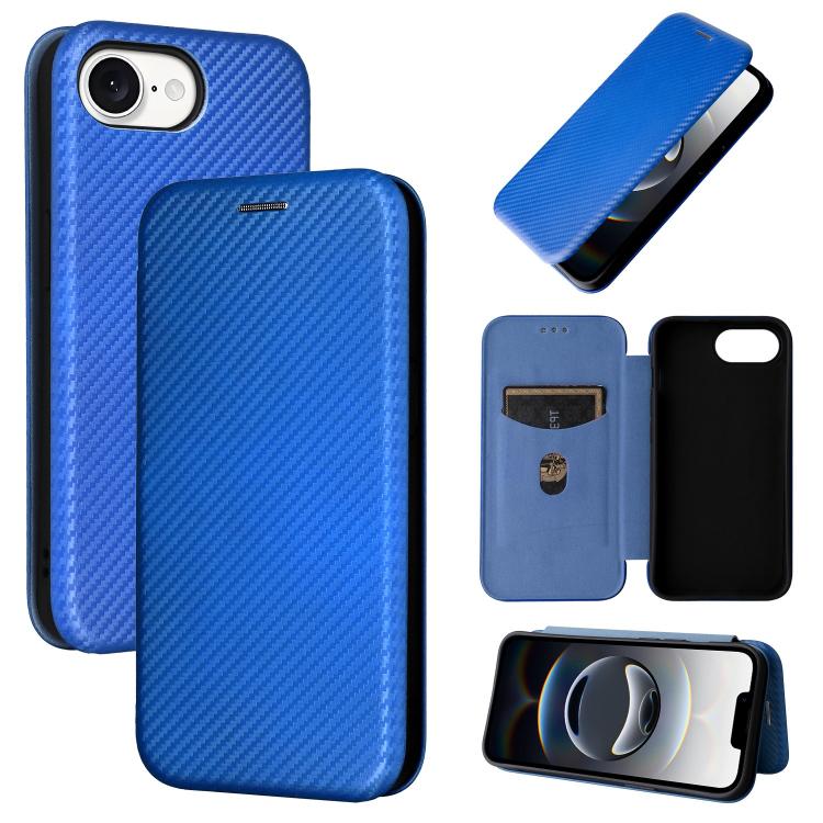 For iPhone SE 2024 Carbon Fiber Texture Flip Leather Phone Case(Blue) - free shipping - PMC TechLife - Order now!