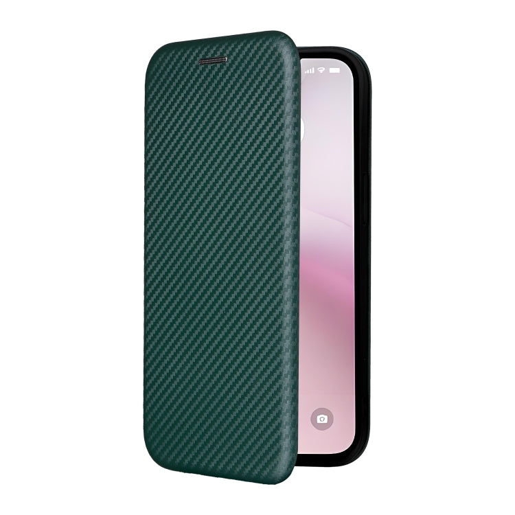 For iPhone 16e Carbon Fiber Texture Flip Leather Phone Case(Green) - iPhone 16e Cases by PMC TechLife | Online Shopping South Africa | PMC TechLife | Buy Now Pay Later Mobicred