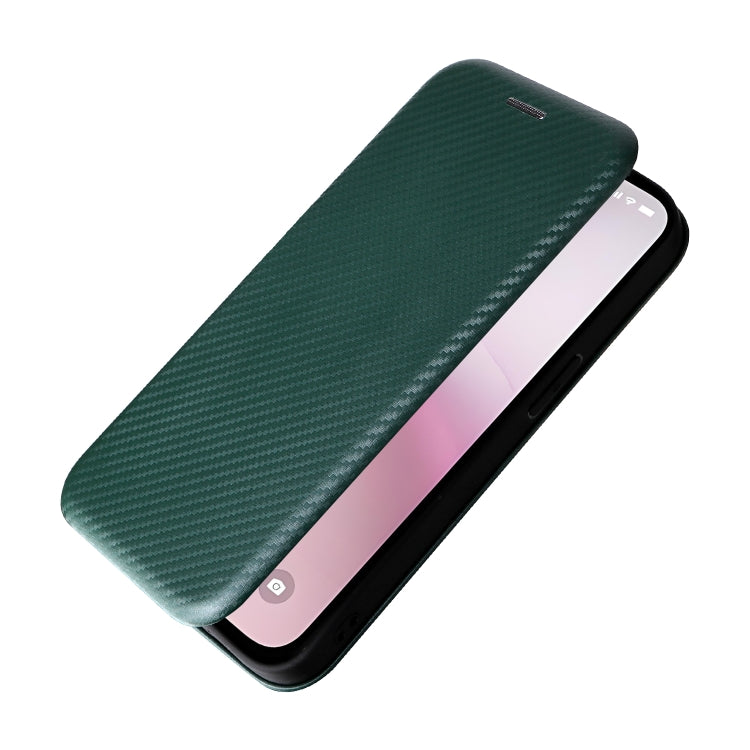 For iPhone 16e Carbon Fiber Texture Flip Leather Phone Case(Green) - iPhone 16e Cases by PMC TechLife | Online Shopping South Africa | PMC TechLife | Buy Now Pay Later Mobicred