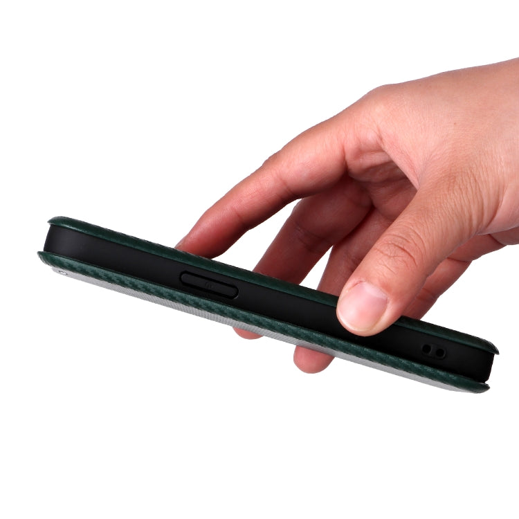 For iPhone 16e Carbon Fiber Texture Flip Leather Phone Case(Green) - iPhone 16e Cases by PMC TechLife | Online Shopping South Africa | PMC TechLife | Buy Now Pay Later Mobicred