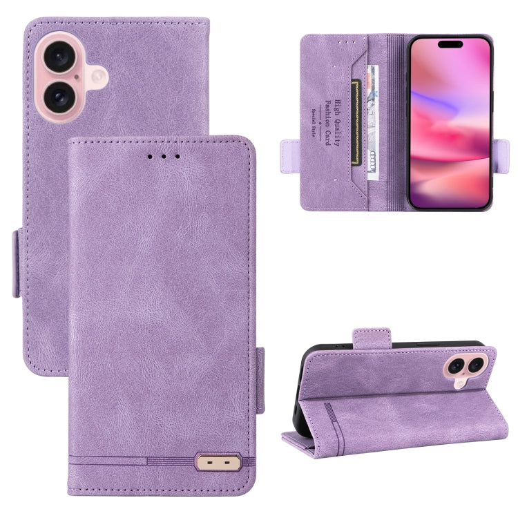 For iPhone 16 Magnetic Clasp Leather Phone Case(Purple) - iPhone 16 Cases by PMC TechLife | Online Shopping South Africa | PMC TechLife | Buy Now Pay Later Mobicred