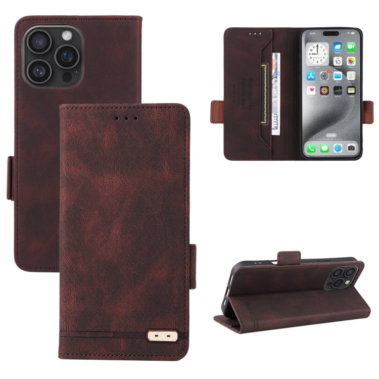 For iPhone 16 Pro Max Magnetic Clasp Leather Phone Case(Brown) - iPhone 16 Pro Max Cases by PMC TechLife | Online Shopping South Africa | PMC TechLife | Buy Now Pay Later Mobicred