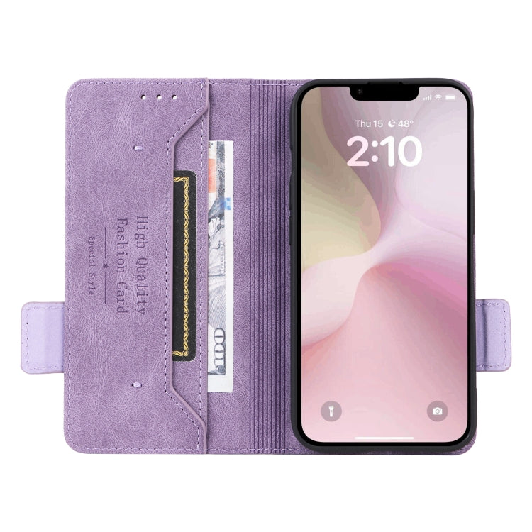 For iPhone 16e Magnetic Clasp Leather Phone Case(Purple) - iPhone 16e Cases by PMC TechLife | Online Shopping South Africa | PMC TechLife | Buy Now Pay Later Mobicred