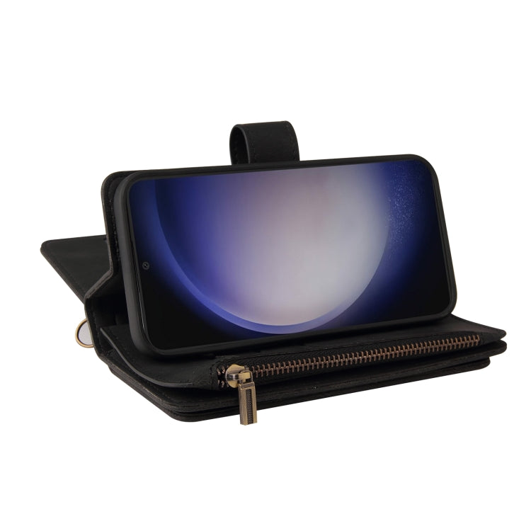 For Samsung Galaxy S25 / S24 5G Skin Feel Multi Card Slots Zipper Wallet Leather Phone Case(Black) - Galaxy S25 5G Cases by PMC Jewellery | Online Shopping South Africa | PMC Jewellery | Buy Now Pay Later Mobicred