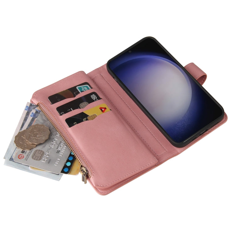 For Samsung Galaxy S25 / S24 5G Skin Feel Multi Card Slots Zipper Wallet Leather Phone Case(Pink) - Galaxy S25 5G Cases by PMC Jewellery | Online Shopping South Africa | PMC Jewellery | Buy Now Pay Later Mobicred