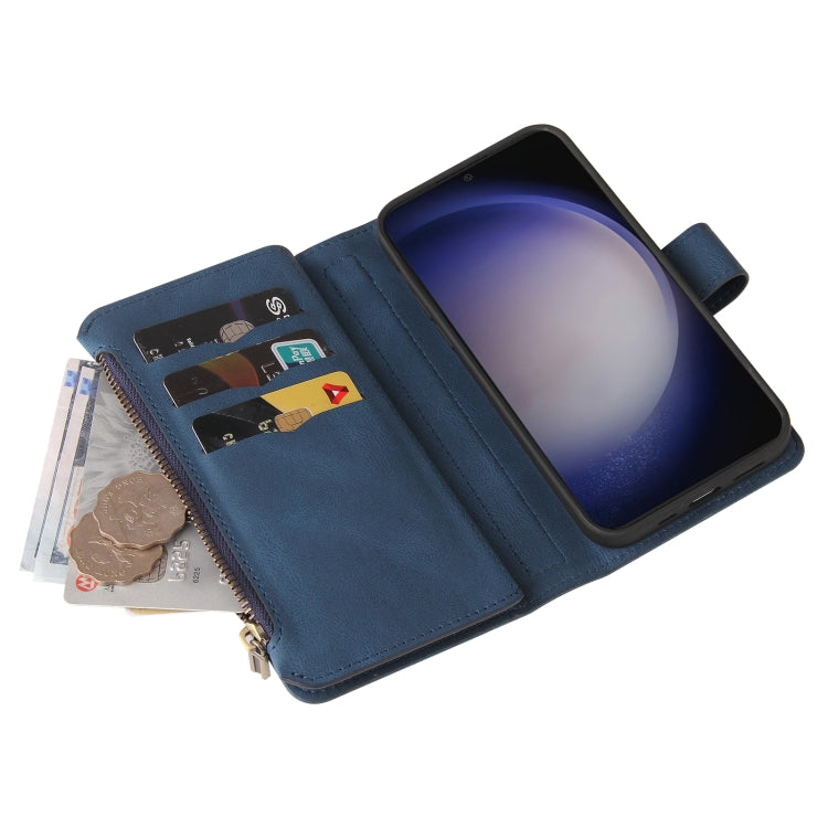 For Samsung Galaxy S25 / S24 5G Skin Feel Multi Card Slots Zipper Wallet Leather Phone Case(Blue) - Galaxy S25 5G Cases by PMC Jewellery | Online Shopping South Africa | PMC Jewellery | Buy Now Pay Later Mobicred