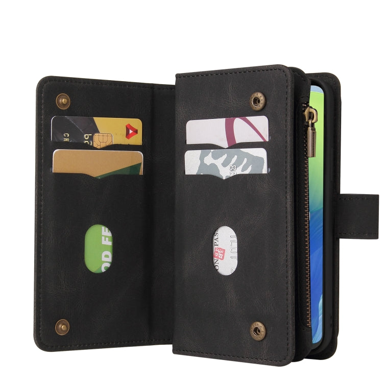 For Motorola Moto G04 / G24 Skin Feel Multi Card Slots Zipper Wallet Leather Phone Case(Black) - Motorola Cases by PMC TechLife | Online Shopping South Africa | PMC TechLife | Buy Now Pay Later Mobicred