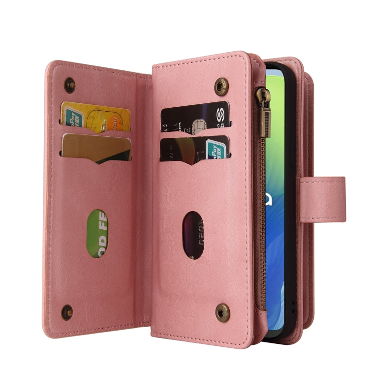 For Motorola Moto G04 / G24 Skin Feel Multi Card Slots Zipper Wallet Leather Phone Case(Pink) - Motorola Cases by PMC TechLife | Online Shopping South Africa | PMC TechLife | Buy Now Pay Later Mobicred