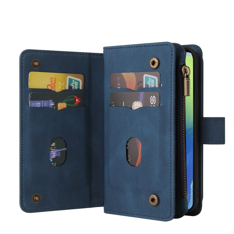For Motorola Moto G04 / G24 Skin Feel Multi Card Slots Zipper Wallet Leather Phone Case(Blue) - Motorola Cases by PMC TechLife | Online Shopping South Africa | PMC TechLife | Buy Now Pay Later Mobicred