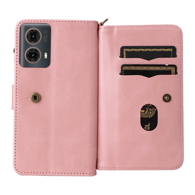 For Motorola Moto G85 Skin Feel Multi Card Slots Zipper Wallet Leather Phone Case(Pink) - Motorola Cases by PMC TechLife | Online Shopping South Africa | PMC TechLife | Buy Now Pay Later Mobicred