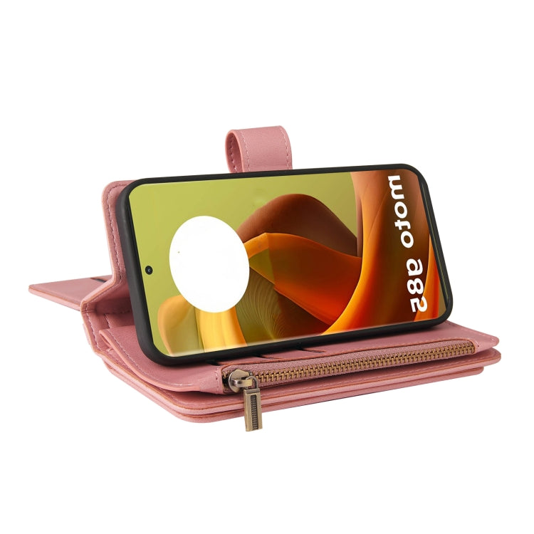 For Motorola Moto G85 Skin Feel Multi Card Slots Zipper Wallet Leather Phone Case(Pink) - Motorola Cases by PMC TechLife | Online Shopping South Africa | PMC TechLife | Buy Now Pay Later Mobicred