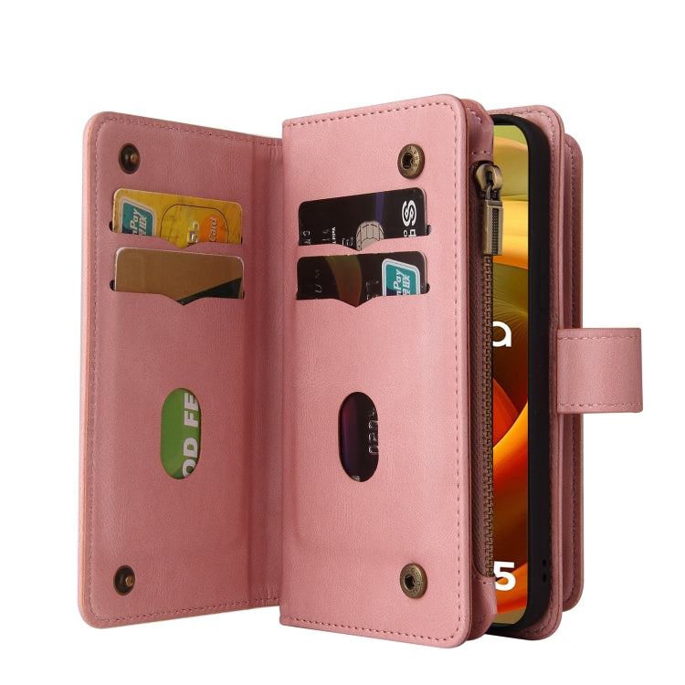 For Motorola Moto G85 Skin Feel Multi Card Slots Zipper Wallet Leather Phone Case(Pink) - Motorola Cases by PMC TechLife | Online Shopping South Africa | PMC TechLife | Buy Now Pay Later Mobicred