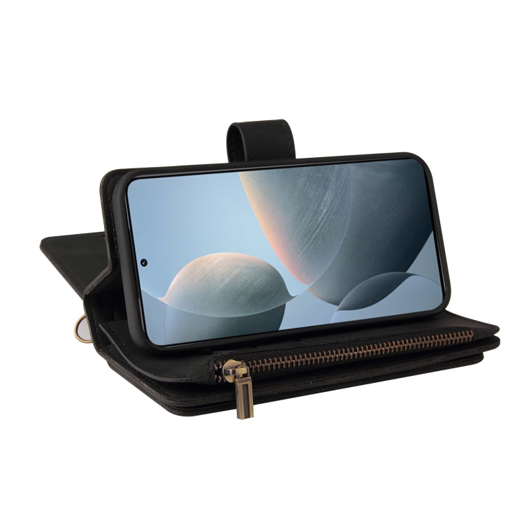 For Redmi K70 Skin Feel Multi Card Slots Zipper Wallet Leather Phone Case(Black) - Xiaomi Cases by PMC Jewellery | Online Shopping South Africa | PMC Jewellery | Buy Now Pay Later Mobicred