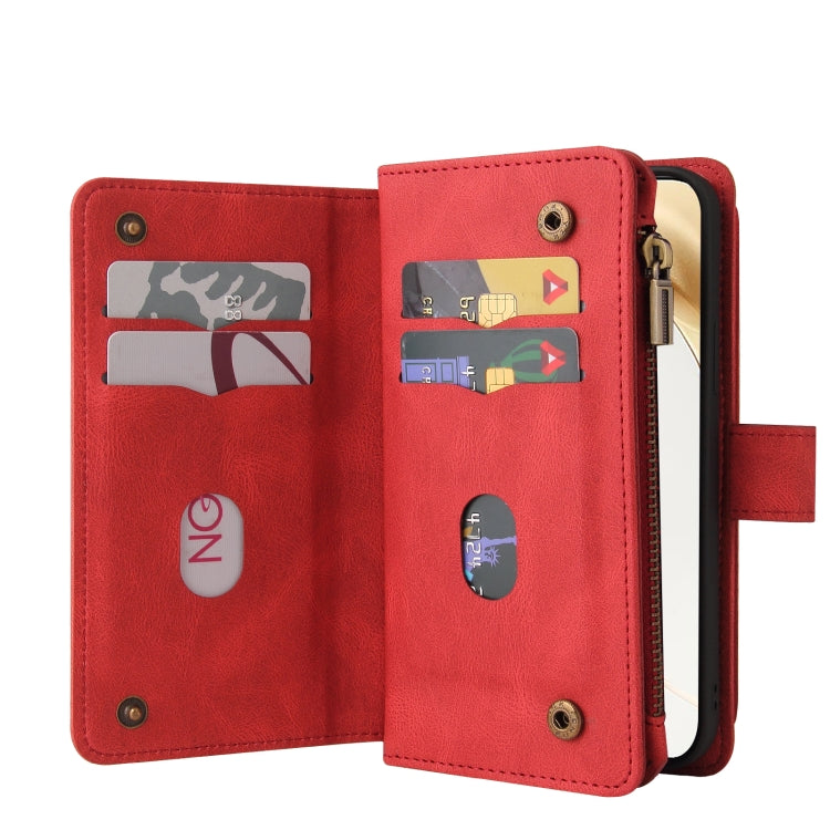 For Honor 200 Skin Feel Multi Card Slots Zipper Wallet Leather Phone Case(Red) - free shipping - PMC TechLife - Order now!