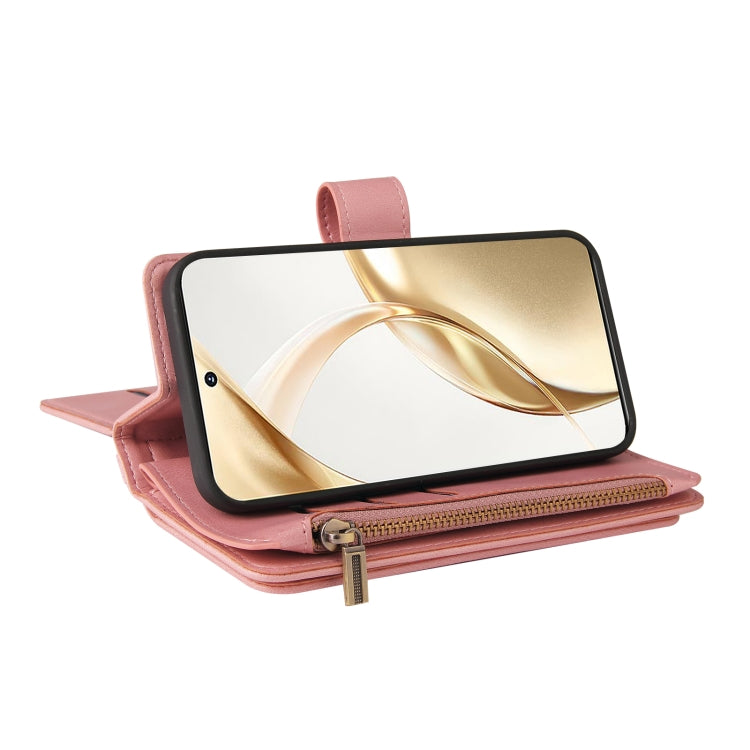 For Honor 200 Skin Feel Multi Card Slots Zipper Wallet Leather Phone Case(Pink) - Honor Cases by PMC TechLife | Online Shopping South Africa | PMC TechLife | Buy Now Pay Later Mobicred