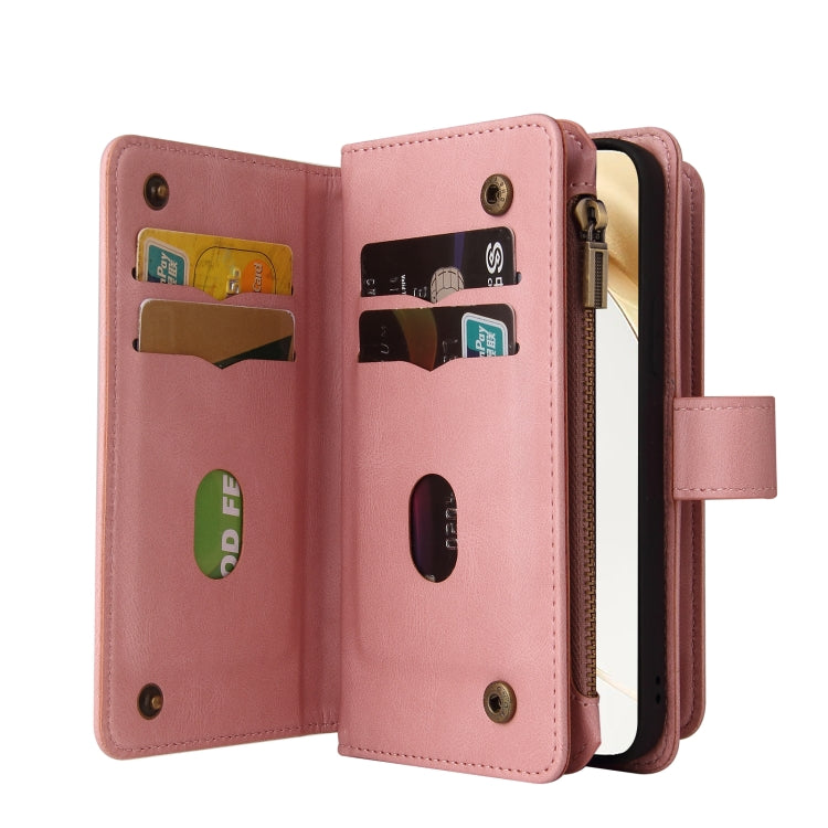 For Honor 200 Skin Feel Multi Card Slots Zipper Wallet Leather Phone Case(Pink) - Honor Cases by PMC TechLife | Online Shopping South Africa | PMC TechLife | Buy Now Pay Later Mobicred