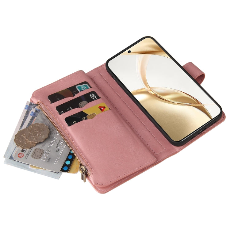 For Honor 200 Skin Feel Multi Card Slots Zipper Wallet Leather Phone Case(Pink) - Honor Cases by PMC TechLife | Online Shopping South Africa | PMC TechLife | Buy Now Pay Later Mobicred