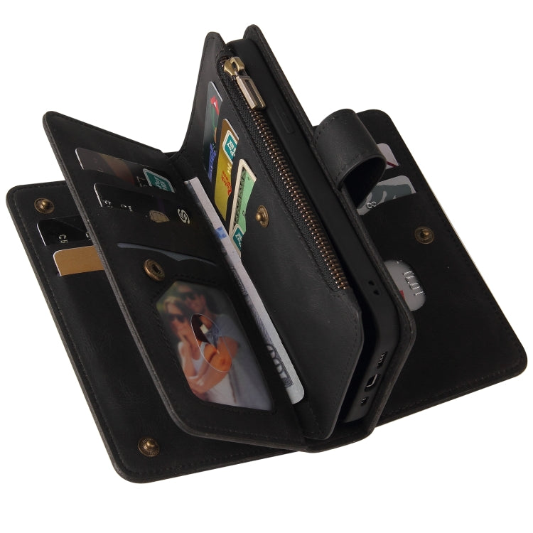 For Honor 200 Pro Skin Feel Multi Card Slots Zipper Wallet Leather Phone Case(Black) - Honor Cases by PMC TechLife | Online Shopping South Africa | PMC TechLife | Buy Now Pay Later Mobicred