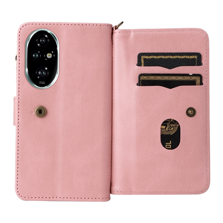 For Honor 200 Pro Skin Feel Multi Card Slots Zipper Wallet Leather Phone Case(Pink) - Honor Cases by PMC TechLife | Online Shopping South Africa | PMC TechLife | Buy Now Pay Later Mobicred