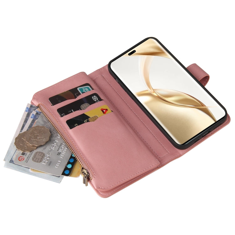 For Honor 200 Pro Skin Feel Multi Card Slots Zipper Wallet Leather Phone Case(Pink) - Honor Cases by PMC TechLife | Online Shopping South Africa | PMC TechLife | Buy Now Pay Later Mobicred