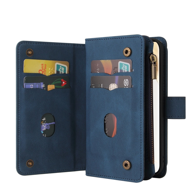 For Honor 200 Pro Skin Feel Multi Card Slots Zipper Wallet Leather Phone Case(Blue) - Honor Cases by PMC TechLife | Online Shopping South Africa | PMC TechLife | Buy Now Pay Later Mobicred