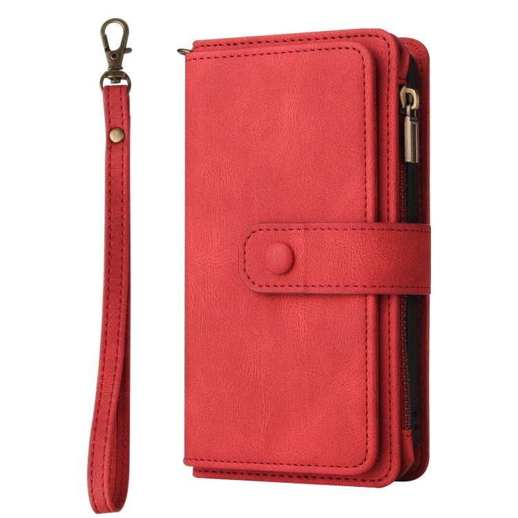 For Honor 200 Lite Global Skin Feel Multi Card Slots Zipper Wallet Leather Phone Case(Red) - Honor Cases by PMC TechLife | Online Shopping South Africa | PMC TechLife | Buy Now Pay Later Mobicred