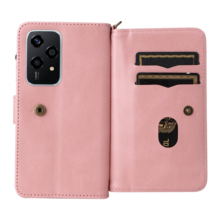 For Honor 200 Lite Global Skin Feel Multi Card Slots Zipper Wallet Leather Phone Case(Pink) - Honor Cases by PMC TechLife | Online Shopping South Africa | PMC TechLife | Buy Now Pay Later Mobicred