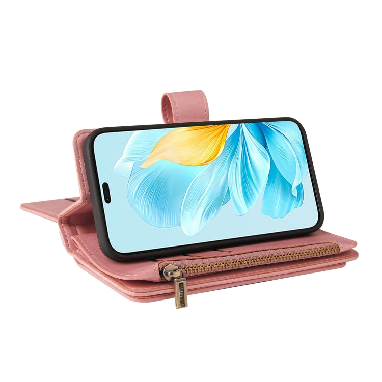 For Honor 200 Lite Global Skin Feel Multi Card Slots Zipper Wallet Leather Phone Case(Pink) - Honor Cases by PMC TechLife | Online Shopping South Africa | PMC TechLife | Buy Now Pay Later Mobicred