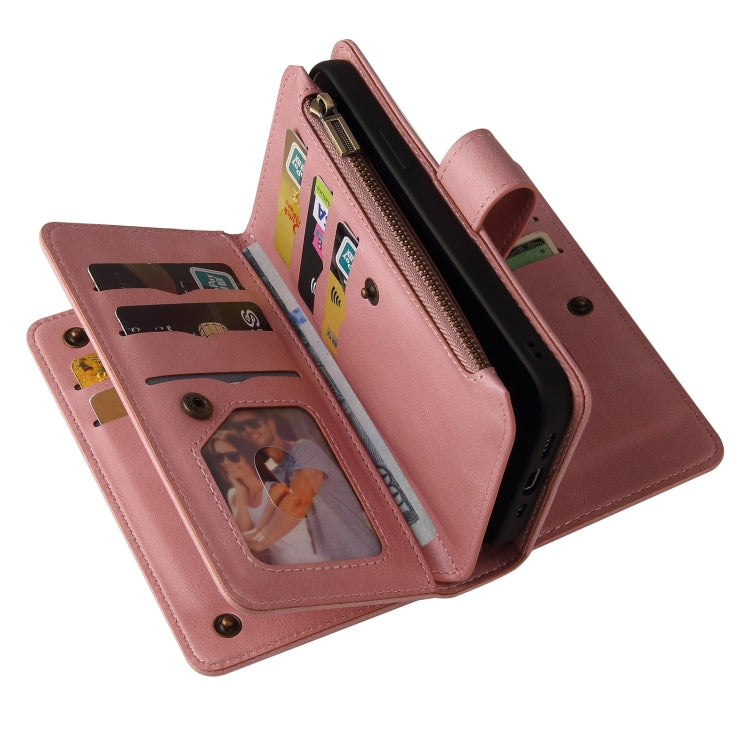 For Honor 200 Lite Global Skin Feel Multi Card Slots Zipper Wallet Leather Phone Case(Pink) - Honor Cases by PMC TechLife | Online Shopping South Africa | PMC TechLife | Buy Now Pay Later Mobicred