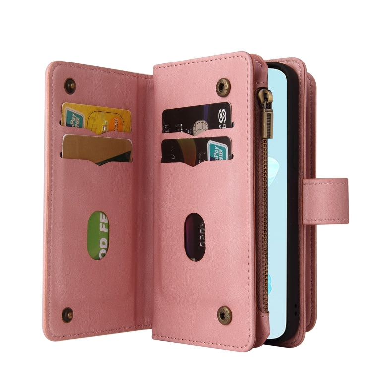 For Honor 200 Lite Global Skin Feel Multi Card Slots Zipper Wallet Leather Phone Case(Pink) - Honor Cases by PMC TechLife | Online Shopping South Africa | PMC TechLife | Buy Now Pay Later Mobicred