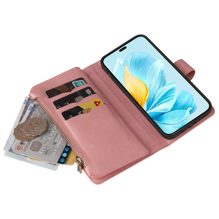 For Honor 200 Lite Global Skin Feel Multi Card Slots Zipper Wallet Leather Phone Case(Pink) - Honor Cases by PMC TechLife | Online Shopping South Africa | PMC TechLife | Buy Now Pay Later Mobicred