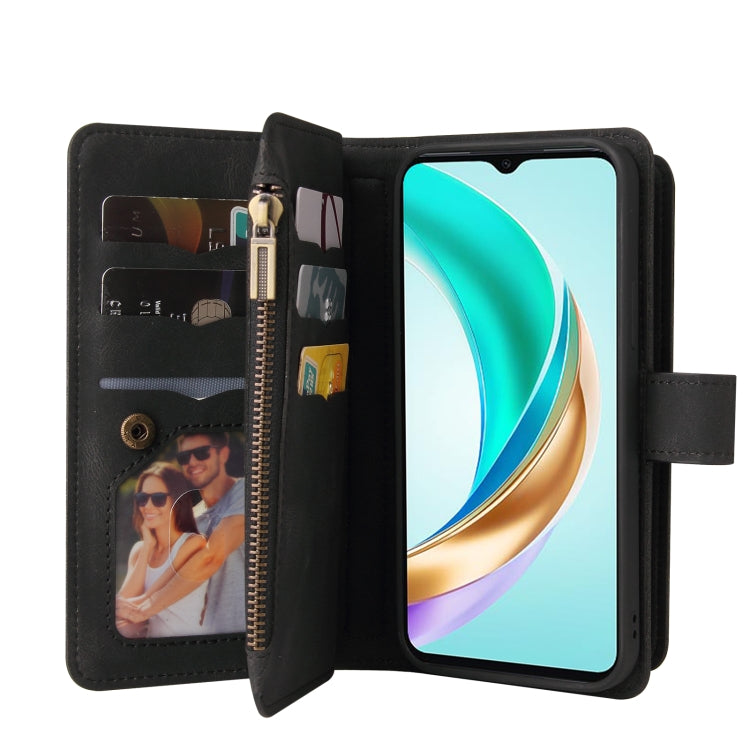 For Honor X6b Skin Feel Multi Card Slots Zipper Wallet Leather Phone Case(Black) - Honor Cases by PMC TechLife | Online Shopping South Africa | PMC TechLife | Buy Now Pay Later Mobicred