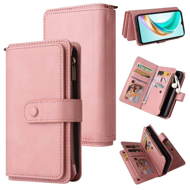 For Honor X6b Skin Feel Multi Card Slots Zipper Wallet Leather Phone Case(Pink) - Honor Cases by PMC TechLife | Online Shopping South Africa | PMC TechLife | Buy Now Pay Later Mobicred