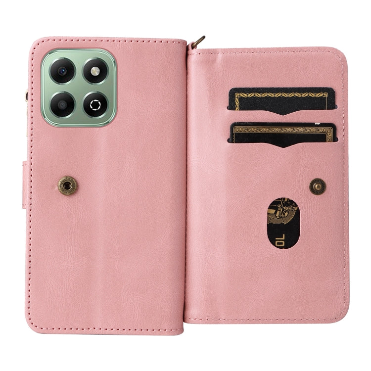 For Honor X6b Skin Feel Multi Card Slots Zipper Wallet Leather Phone Case(Pink) - Honor Cases by PMC TechLife | Online Shopping South Africa | PMC TechLife | Buy Now Pay Later Mobicred