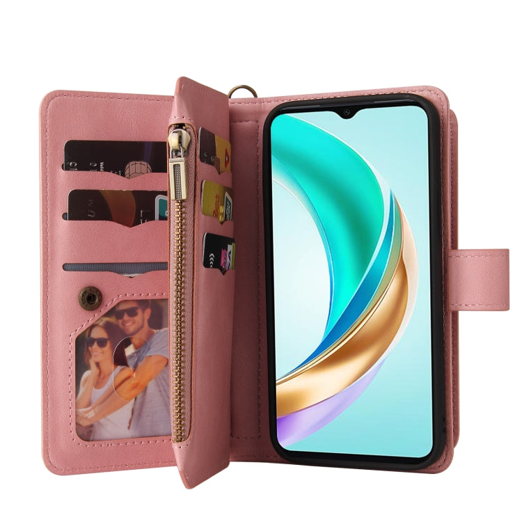 For Honor X6b Skin Feel Multi Card Slots Zipper Wallet Leather Phone Case(Pink) - Honor Cases by PMC TechLife | Online Shopping South Africa | PMC TechLife | Buy Now Pay Later Mobicred