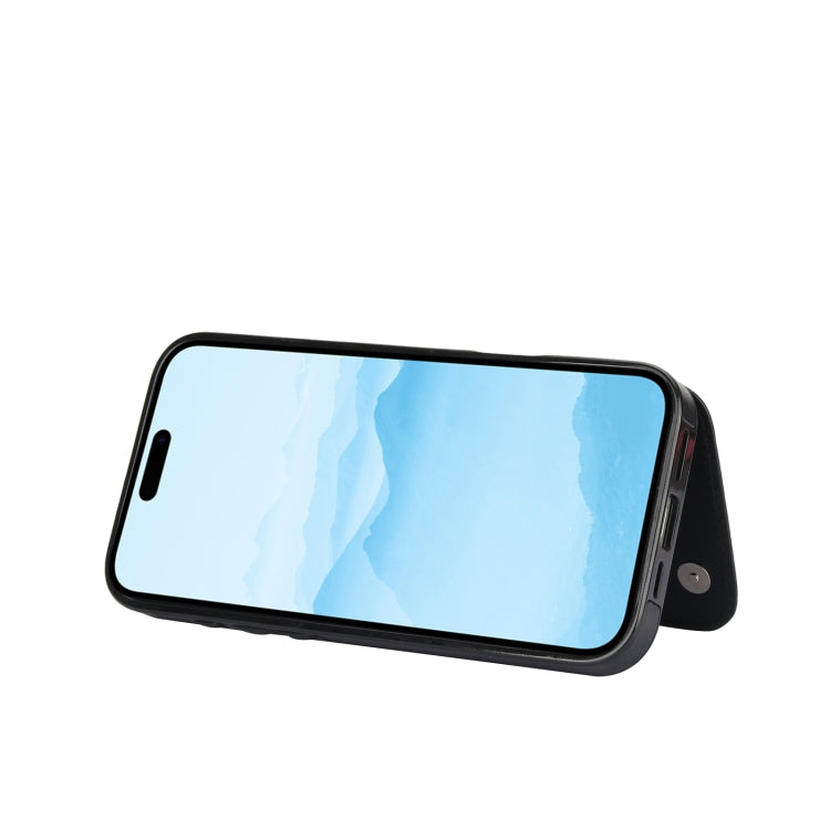 For iPhone 16 Double Buckle Butterfly Embossing PU Phone Case(Black) - iPhone 16 Cases by PMC TechLife | Online Shopping South Africa | PMC TechLife | Buy Now Pay Later Mobicred